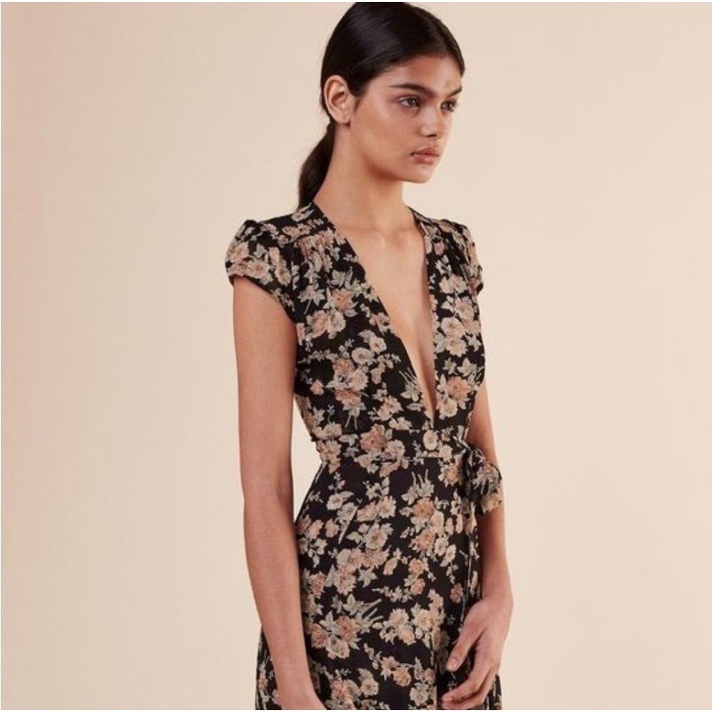 Reformation deep low V-neck floral wrap maxi dress NWT - Picture 10 of 13